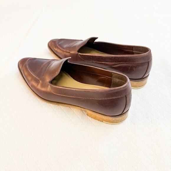 Everlane Pointy Toe Leather Dark Red Oxblood Flats Italy Size 9 - Picture 5 of 7